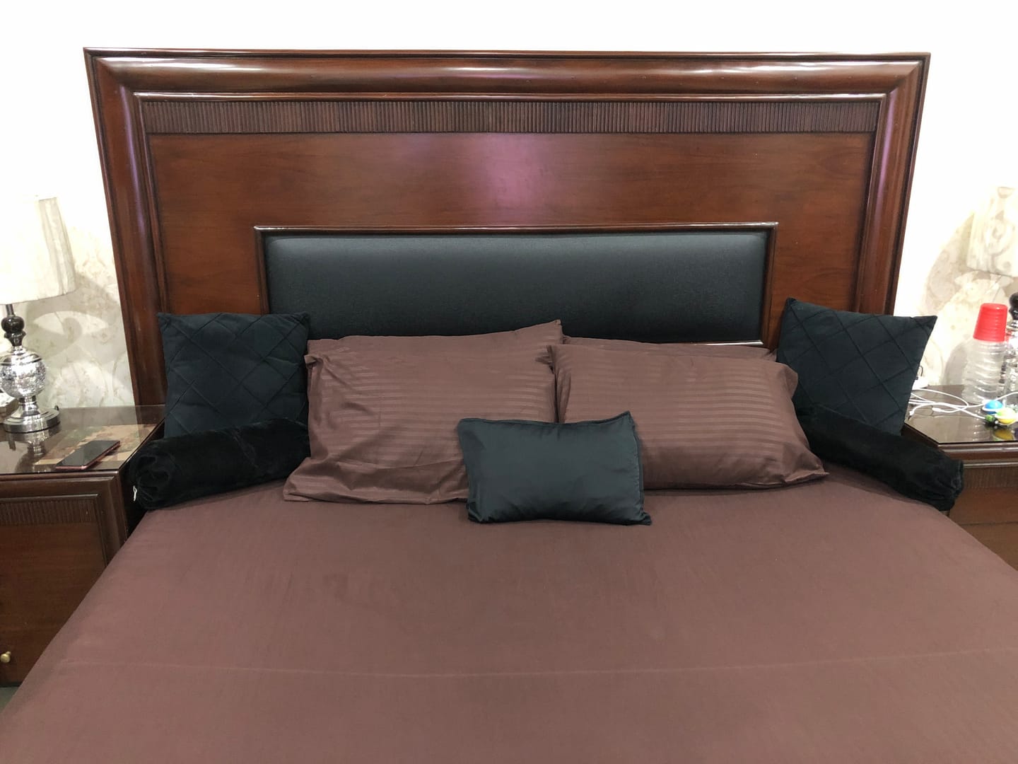 Customer photo review of CHOCO SATIN STRIPE BEDSHEET SET - 5 PCS