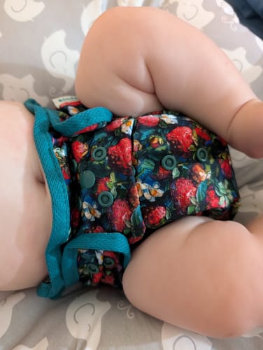 Customer photo review of Patterned Wipeable Cloth Diaper Cover, Grows with your Baby
