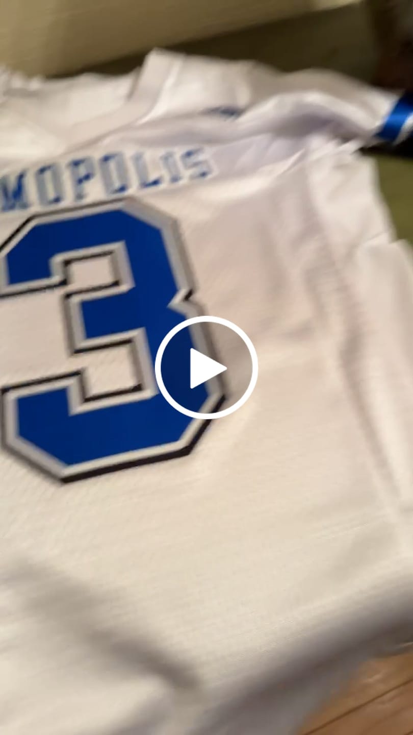 Customer video review of Custom White Royal-Black Classic Style Mesh Authentic Football Jersey