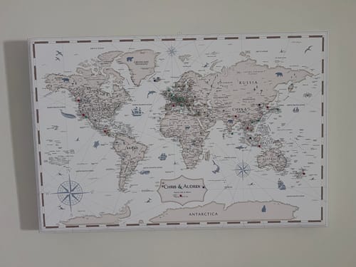 Customer photo review of Pinnable World Journey Map • Ivory