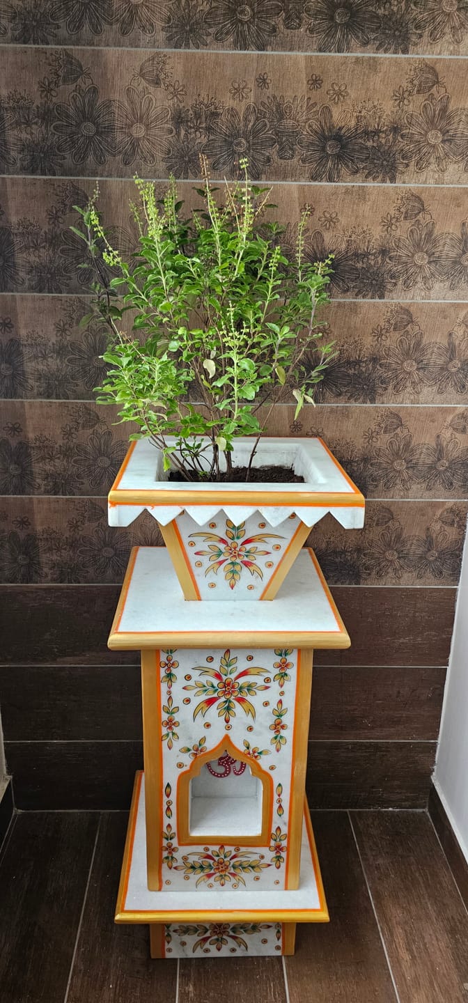 Customer photo review of Marble Tulsi Pot, Traditional Painting (Large) - Handicraft Bazaar