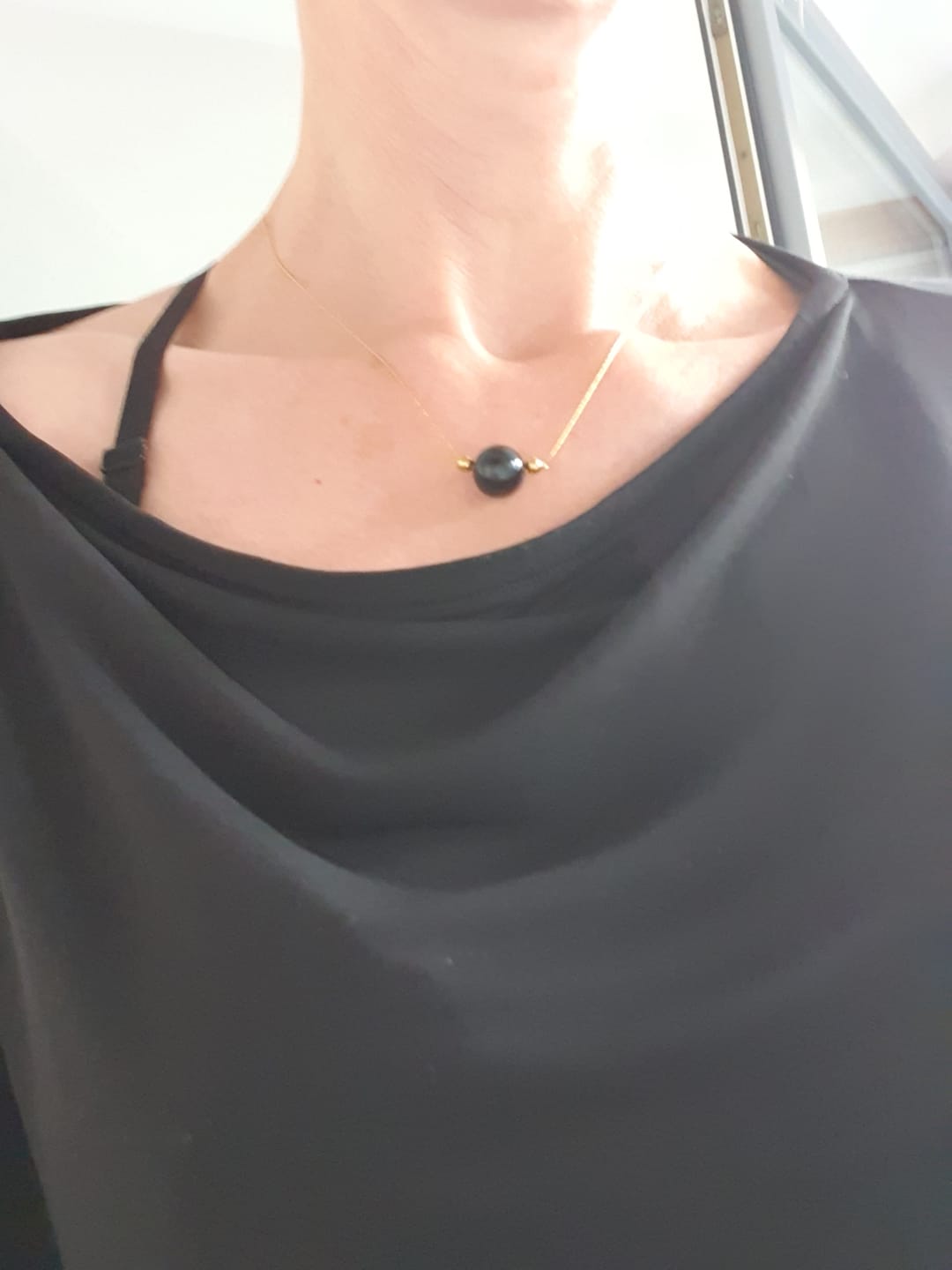 Customer photo review of Obsidian Halskette - Perlenhänger