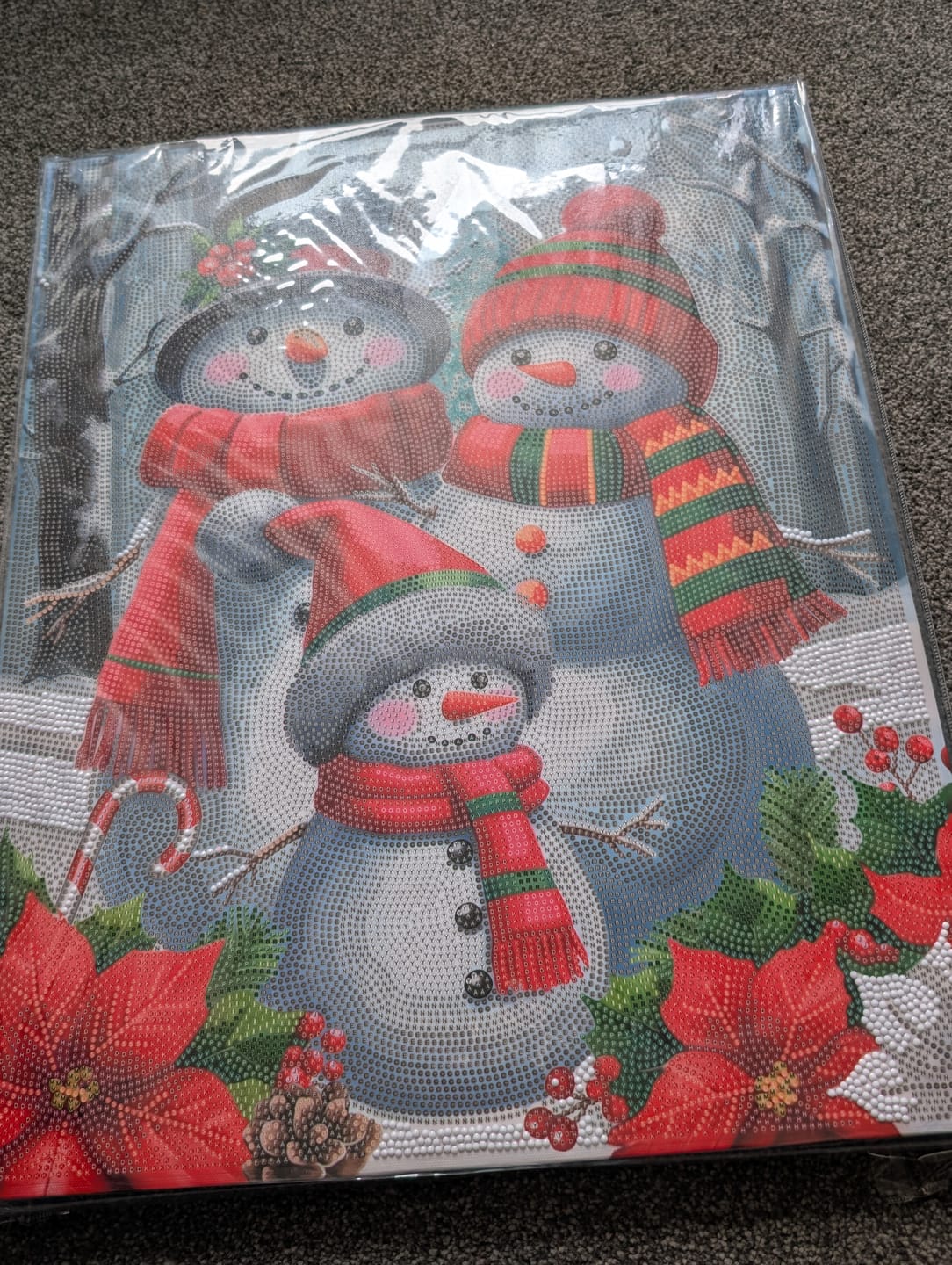 Customer photo review of Snowman Family Crystal Art Canvas Kit 40x50cm