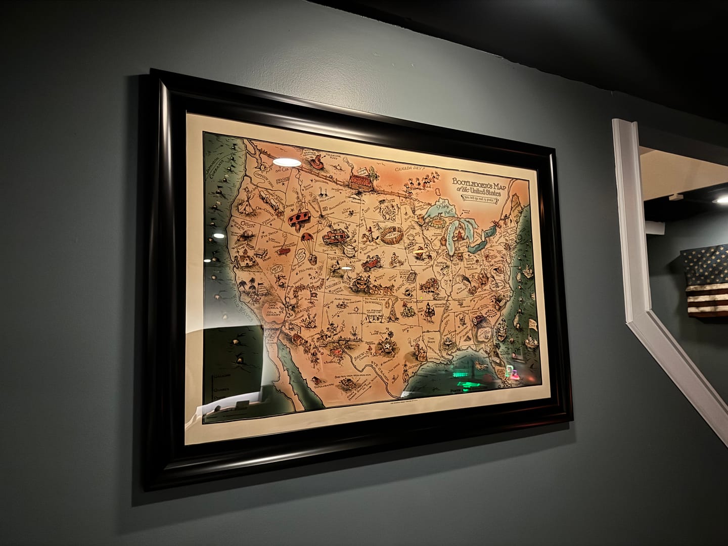 Customer photo review of Old Alcohol Bootlegger's Map of the United States, 1926 by McCandlish - Prohibition-Era Comic Map of the US