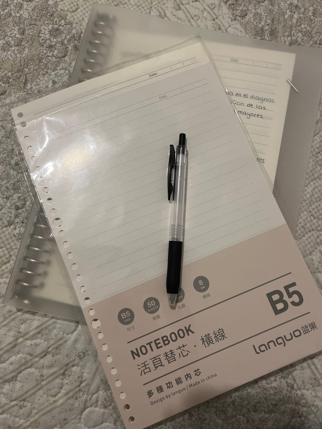 Customer photo review of Languo - Pack 50 Hojas para Libretas Anilladas Tipo Binder B5 con Sistema Refill