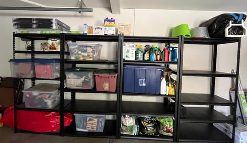 Customer photo review of Reibii 5-Tier Storage Shelving Units, 2020 lbs Adjustable Steel Garage Shelving Racks for Bedroom Kitchen Closet