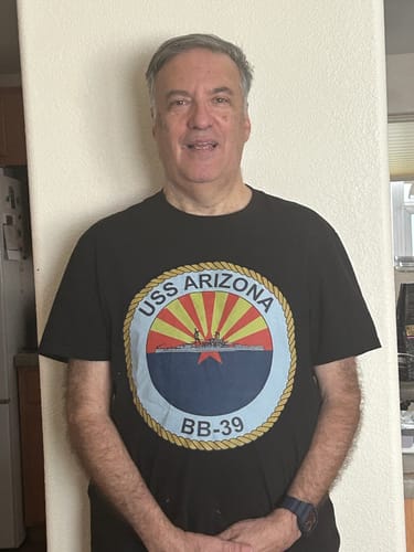 Customer photo review of USS Arizona (BB-39) Battleship Logo Emblem T-Shirt