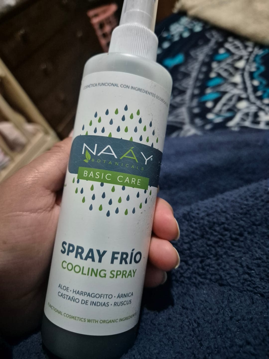 Customer photo review of Calming Spray Frío para dolor muscular, circulación y piernas cansadas