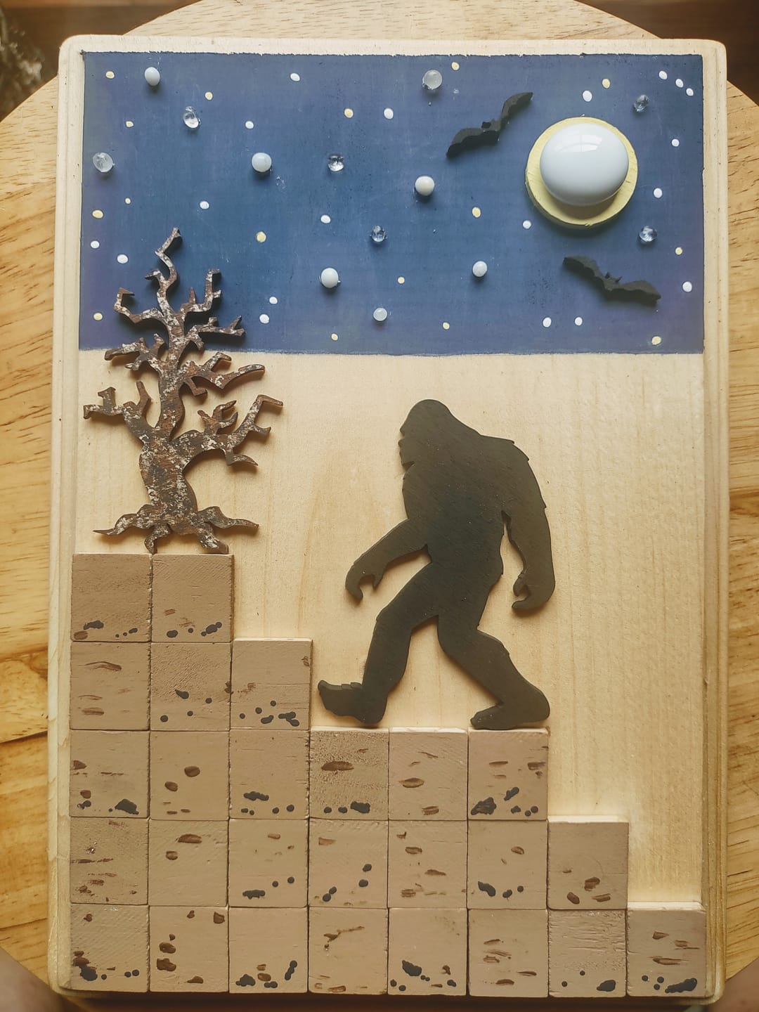 Customer photo review of Unfinished Wood Bat Halloween Silhouette - Craft- up to 24" DIY