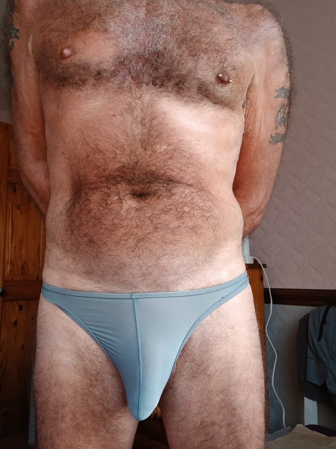 Customer photo review of 4 Pack Men's Sexy Pouch T-Back Thongs