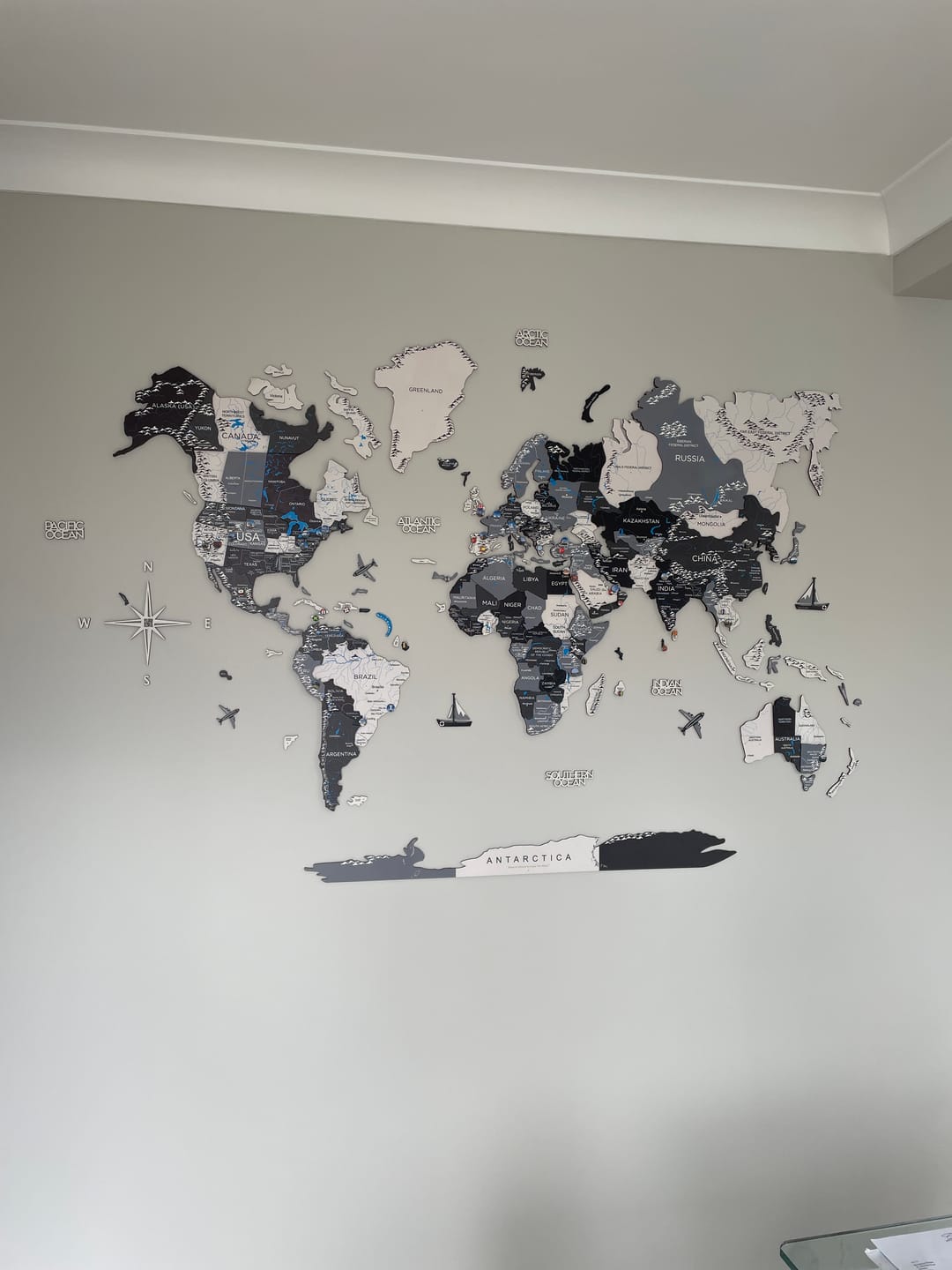 Customer photo review of 3D Wooden World Map Nordik