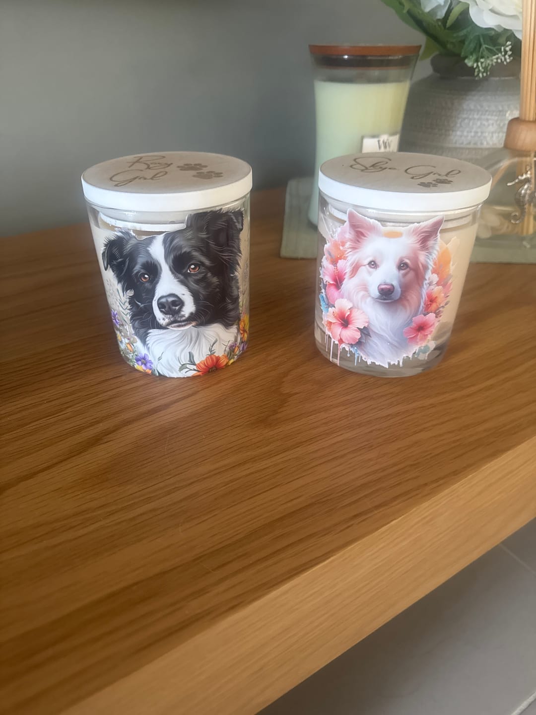 Customer photo review of Border Collie Golden Xlarge Candle