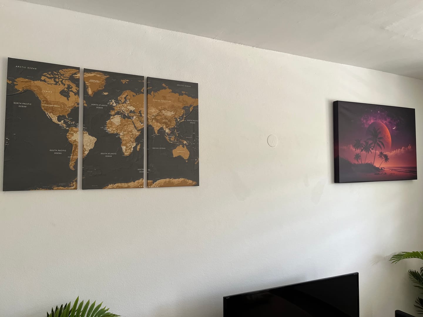 Customer photo review of Tableau Carte du Monde 3 panneaux