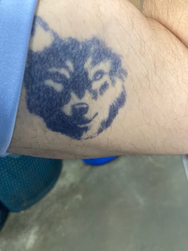 Customer photo review of Lone Wolf Tattoo - Semi Permanent