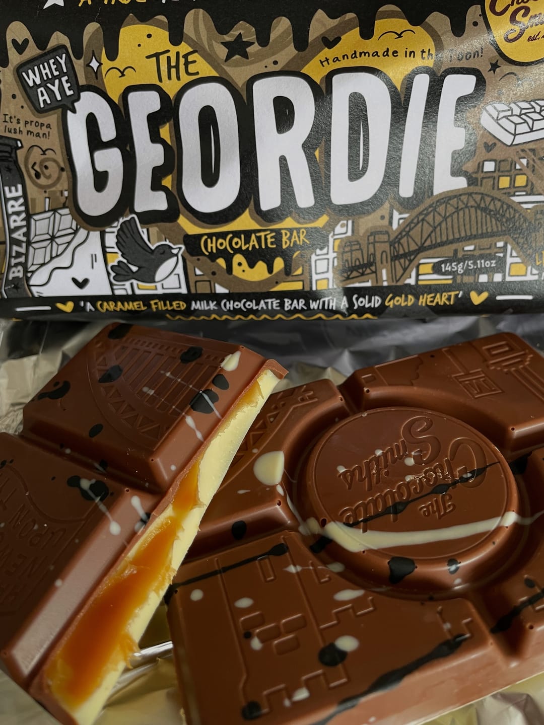 Customer photo review of The Geordie Bar double chocolate and caramel filled bar 145g
