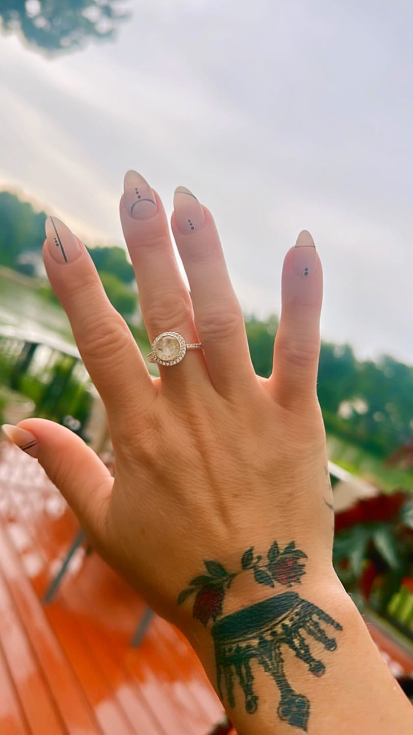 Customer photo review of Bedazzled Circle Opal Cremation Ring