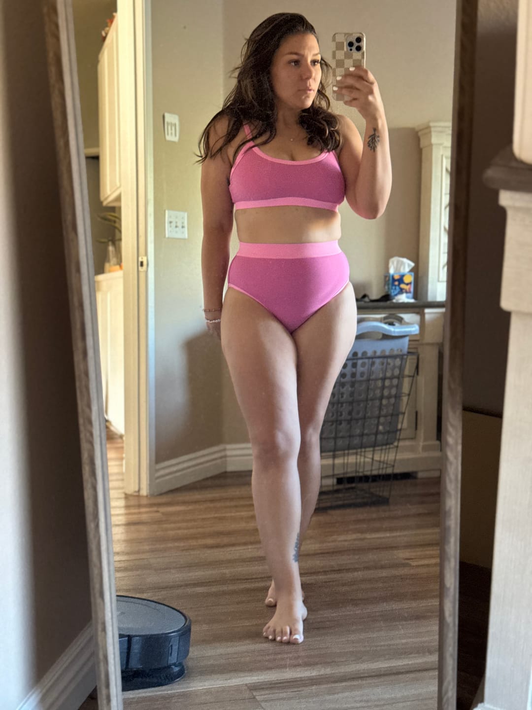 Customer photo review of MOLLY Poppy Pink Full Coverage High Rise Bikini Bottom