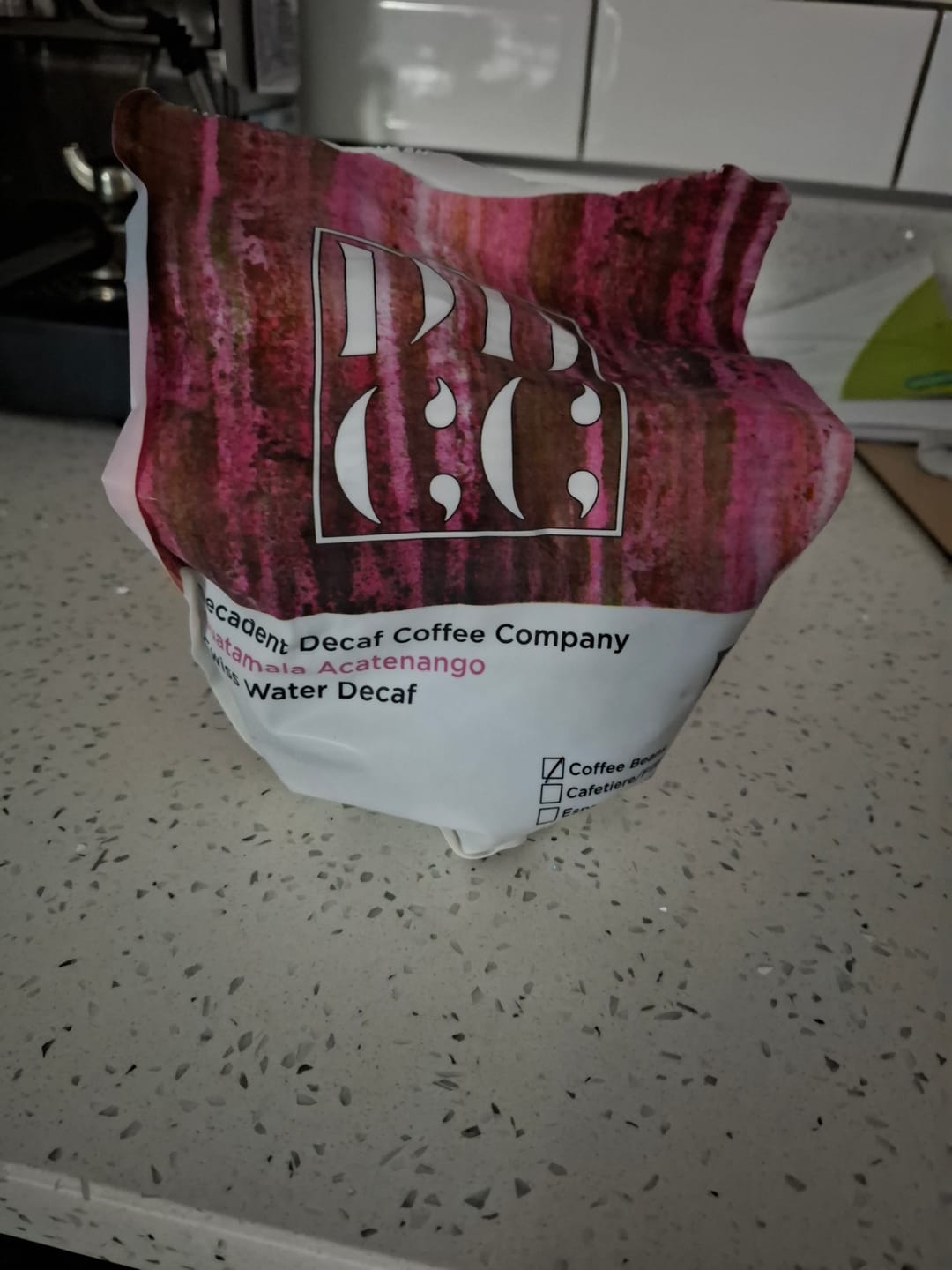 Customer photo review of Guatemala Acatenango Decaffeinated Coffee - Swiss Water Decaf Process - Strength 3
