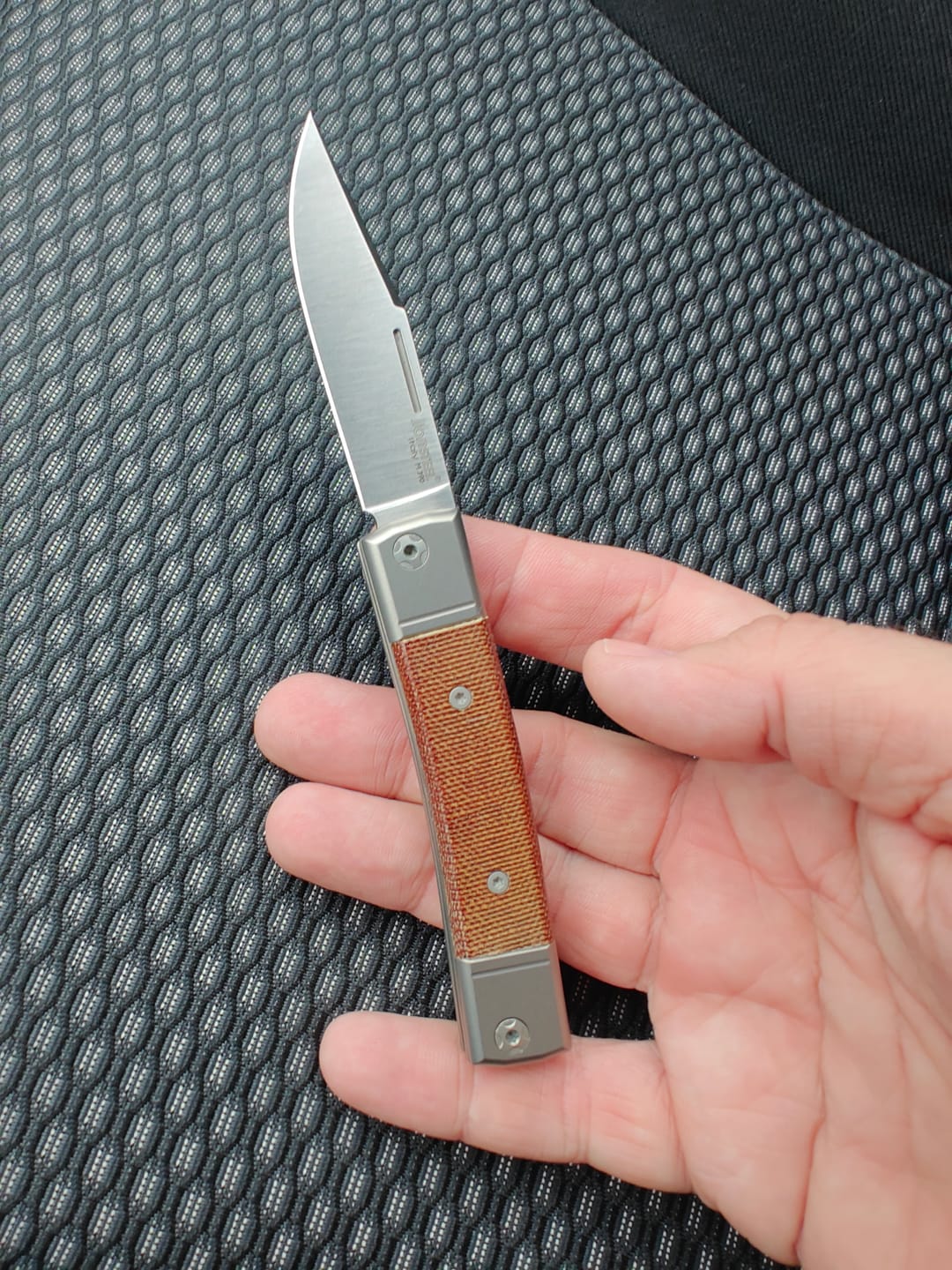 Customer photo review of BestMan, Clip Point - Canvas Micarta
