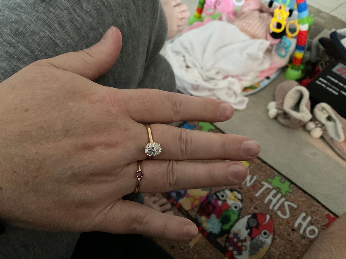 Customer photo review of Oval Cut 2 Carat - Solitaire Ring - Hidden Halo - Moissanite | Luxury Collection