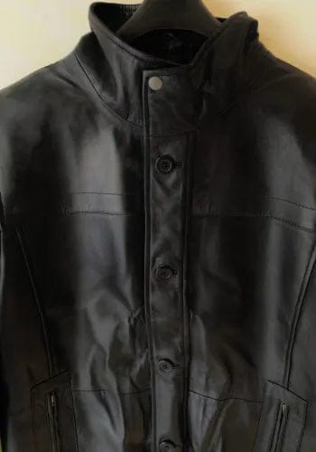 Customer photo review of Bristol Mens Black Lambskin Leather Car Coat