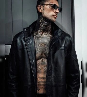 Customer photo review of Bristol Mens Black Lambskin Leather Car Coat