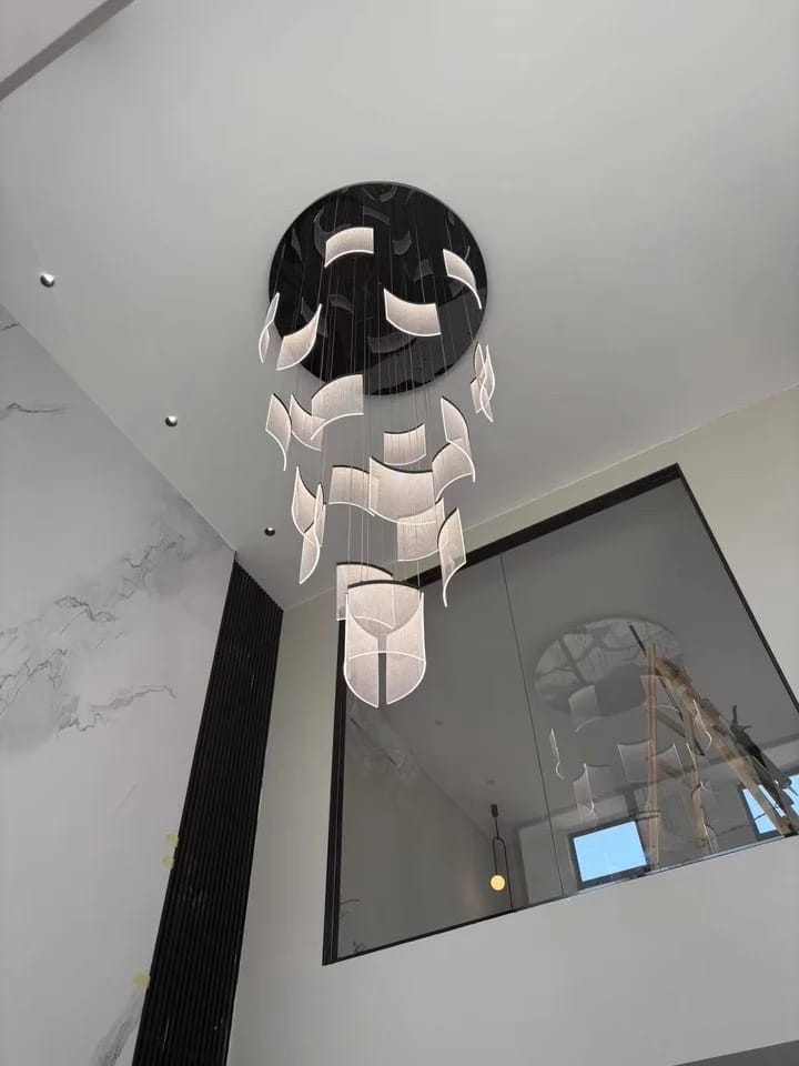 Customer photo review of Nordic Ceiling Stair Chandelier Gold/Black