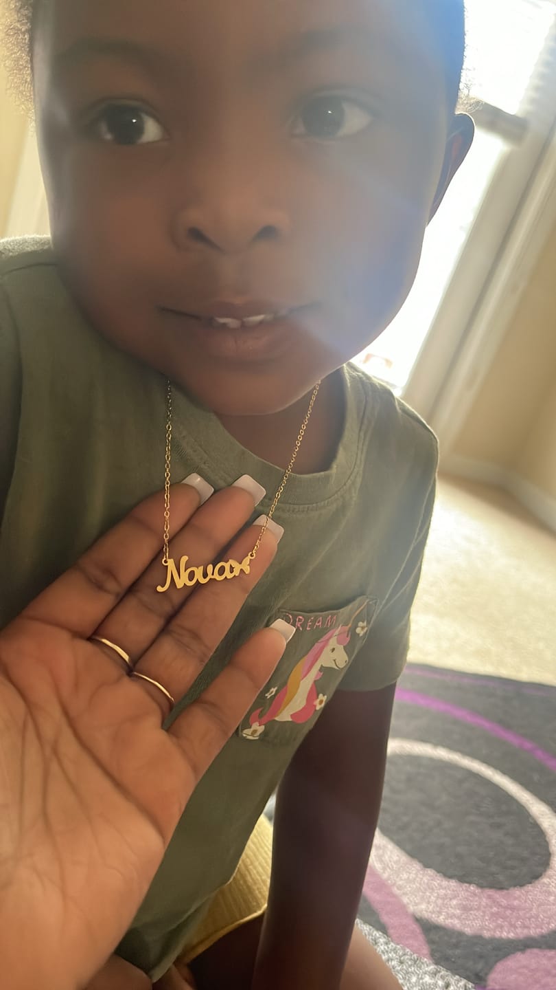 Customer photo review of Kids Love Heart Name Necklace