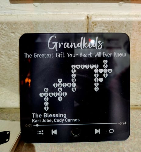 Customer photo review of The Greatest Gift You Ever Know Crossword Puzzle Art Gift For Grandma Personalized Music Fridge Magnet