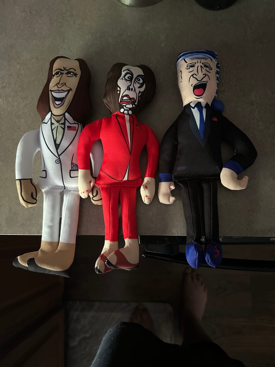 Customer photo review of Joe Biden Kamala Harris & Nancy Pelosi Starter Pack Tough Plush Dog Chew Toys with Squeakers - Official Republican Dogs