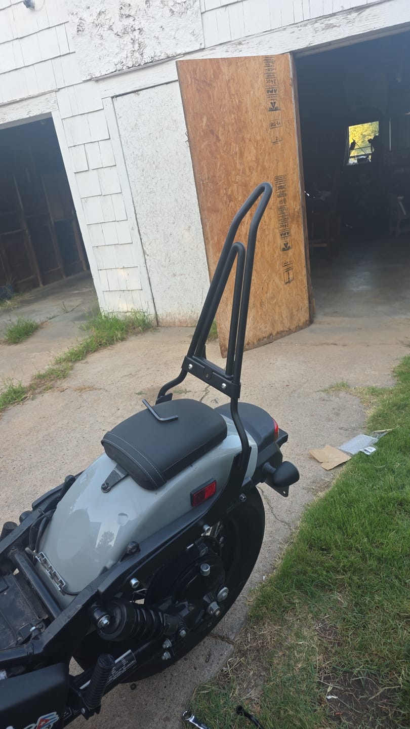 Customer photo review of Iron Born 25" Sissy Bar with Foldable Luggage Rack for Honda Shadow 750 Phantom Matte Black
