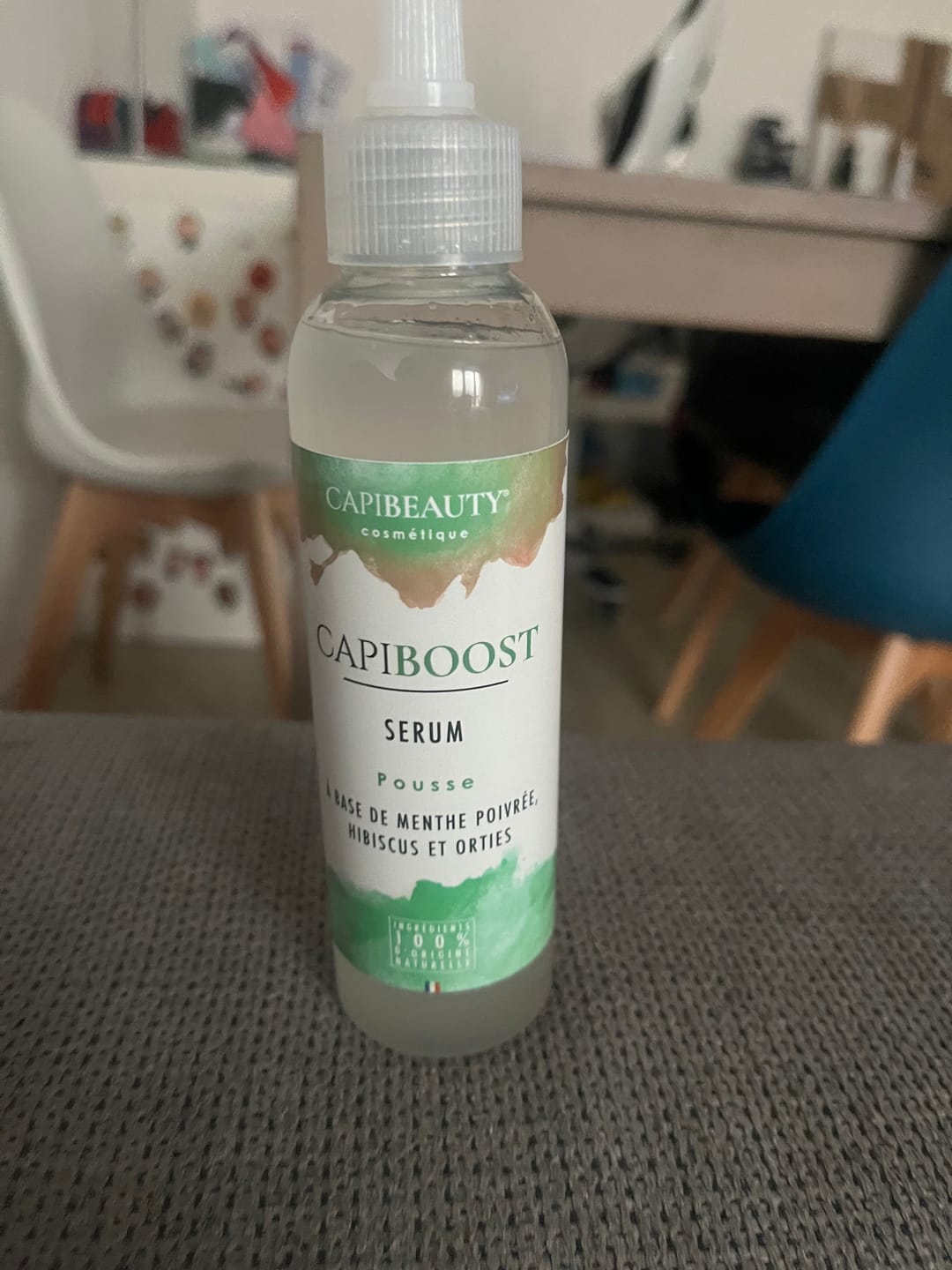 Customer photo review of Sérum Capiboost Hibiscus & Orties 150ml pour la pousse des cheveux bouclés frisés crépus