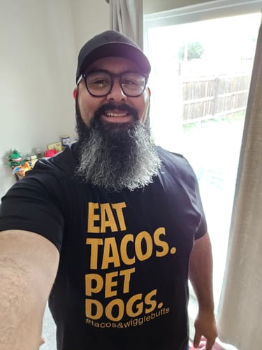 Customer photo review of Premium Eat Tacos Pet Dogs T-Shirt