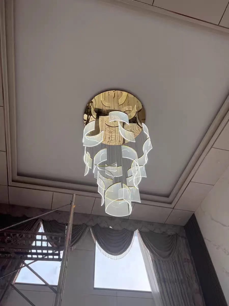 Customer photo review of Nordic Ceiling Stair Chandelier Gold/Black