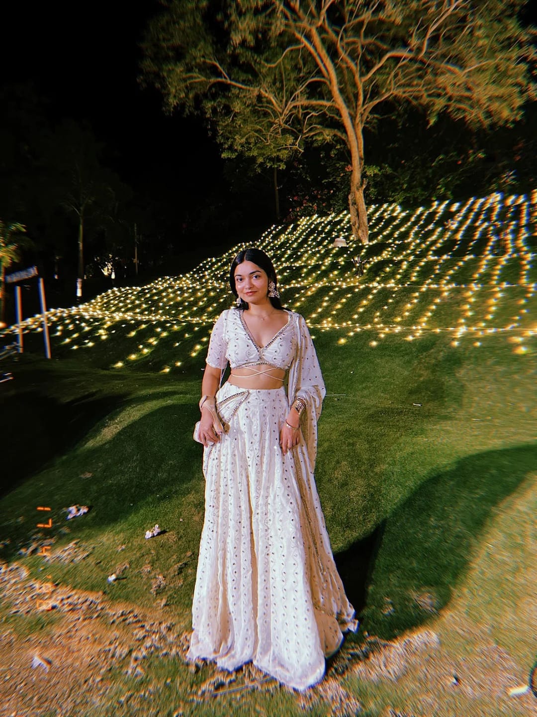 Customer photo review of Astoria Ivory Mirror Work Lehenga Set