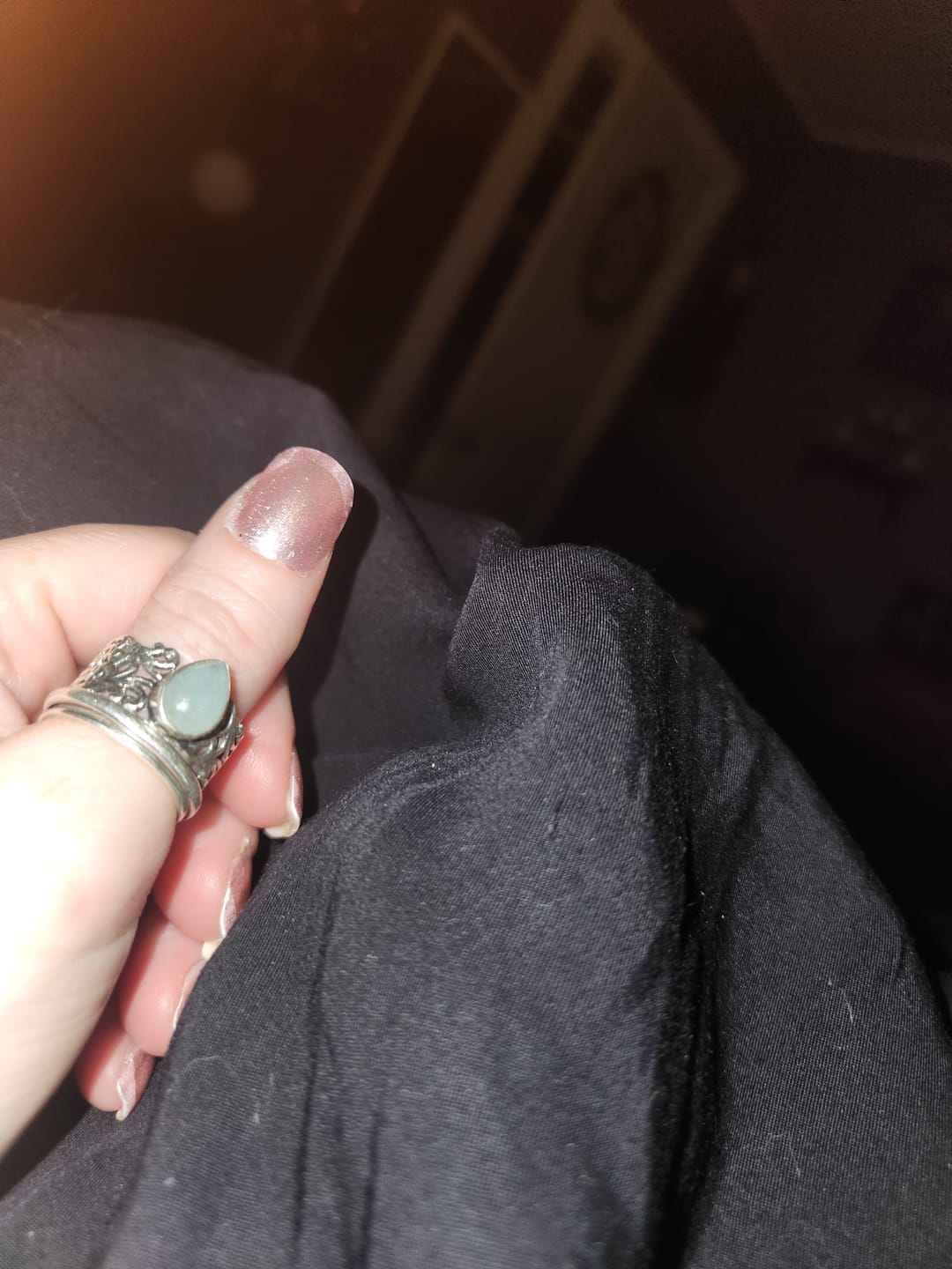 Customer photo review of Teardrop Aquamarine Fidget Ring Sterling Silver