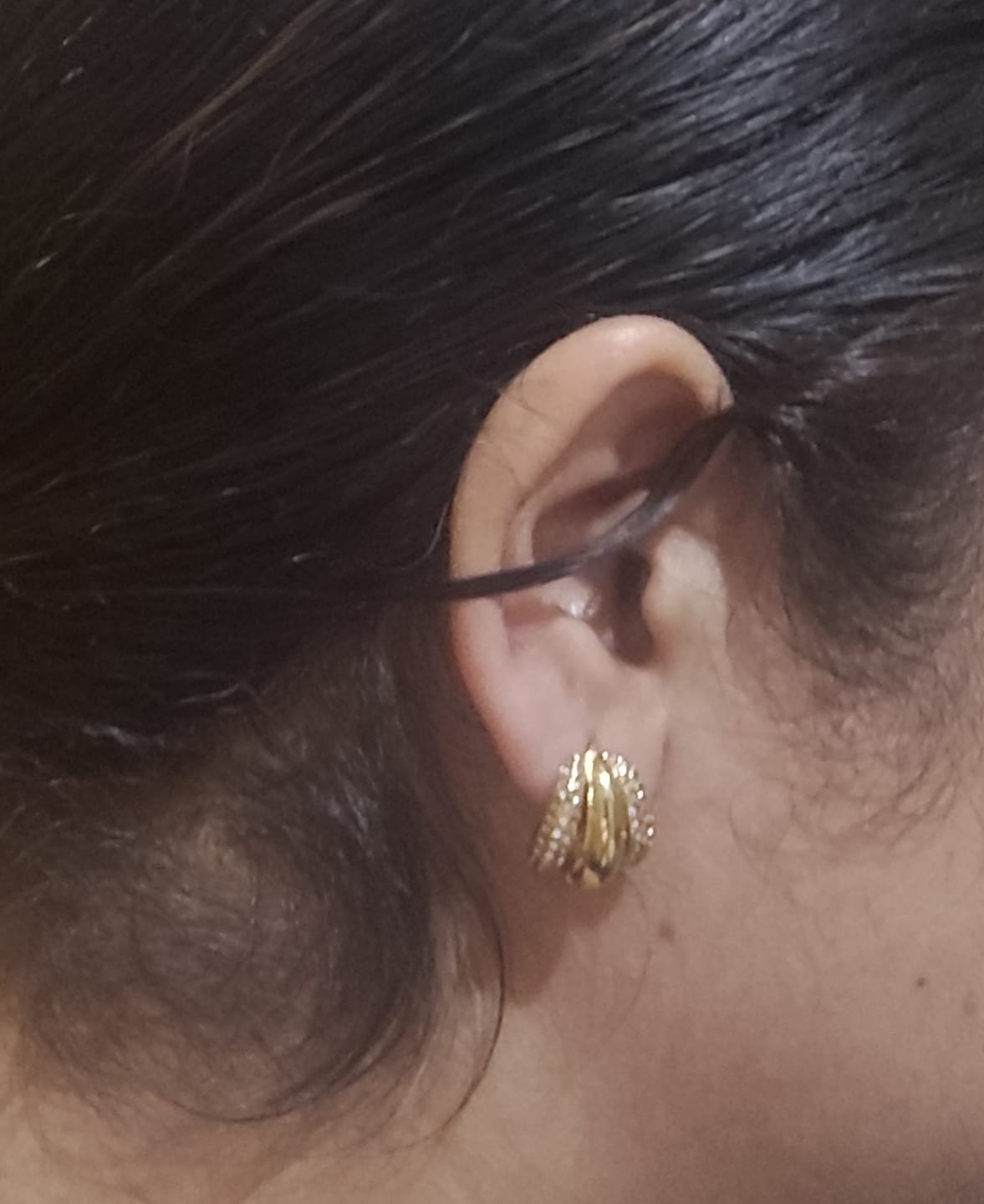 Customer photo review of Radiant Gold & Crystal Luxe Earrings