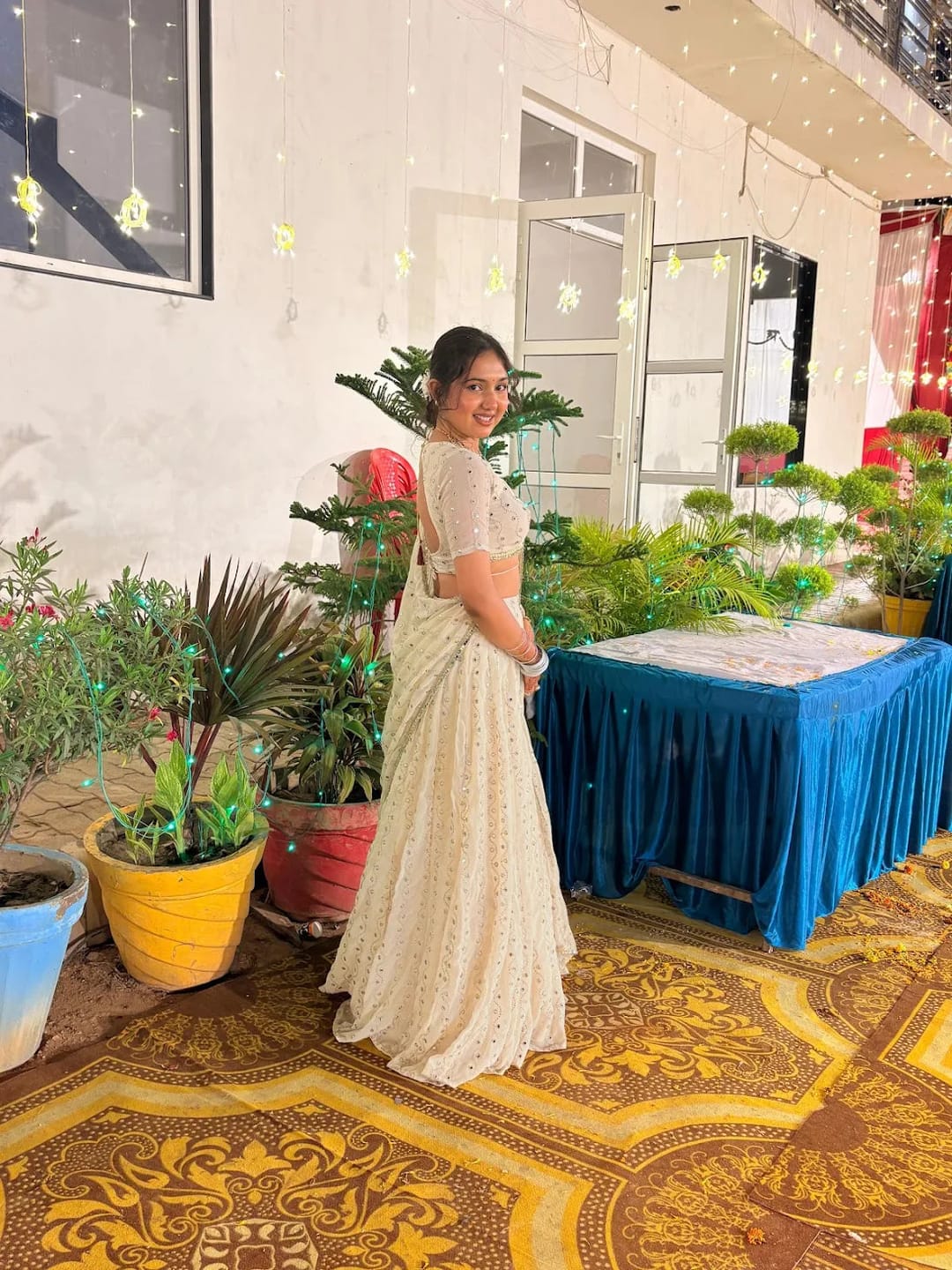 Customer photo review of Astoria Ivory Mirror Work Lehenga Set