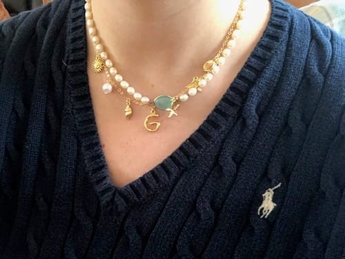 Customer photo review of GOLD OCEAN LETTER NECKLACE