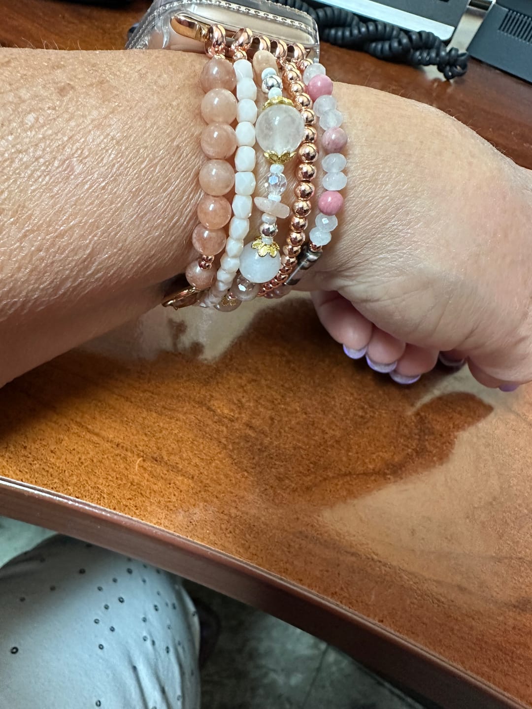 Customer photo review of Burgundy Rose Stretch Apple Watch Strap