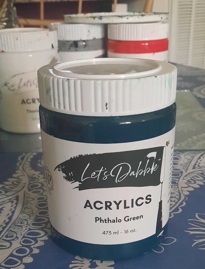 Customer photo review of Phthalo Green 16 oz | Thick & Creamy Acrylic Paints for Artists | DabblePaints™