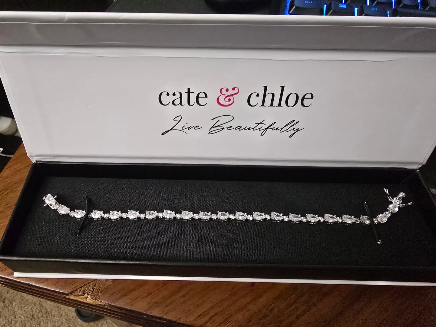 Customer photo review of Katelynn 18k White Gold Plated Tennis Bracelet with Simulated Diamond Crystals