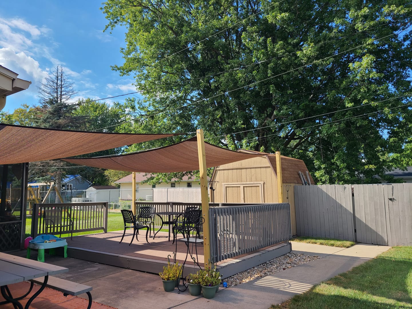 Customer photo review of Custom Sized Breathable UV Block Rectangle HDPE Sun Shade Sail for Patio/Pool