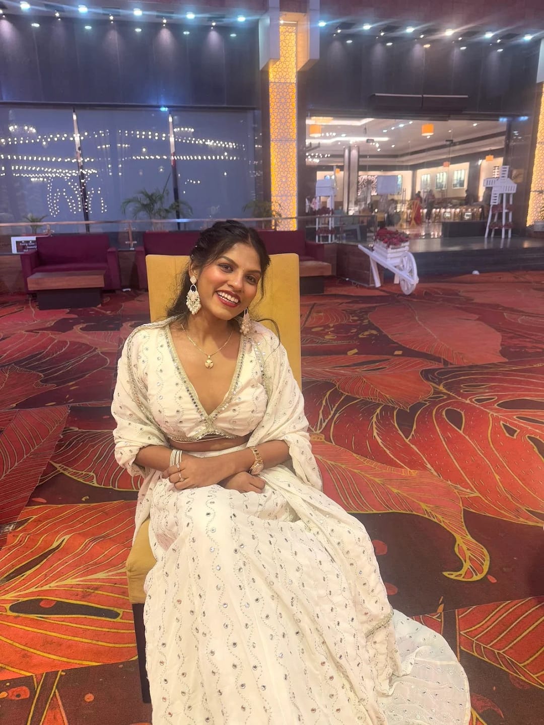 Customer photo review of Astoria Ivory Mirror Work Lehenga Set