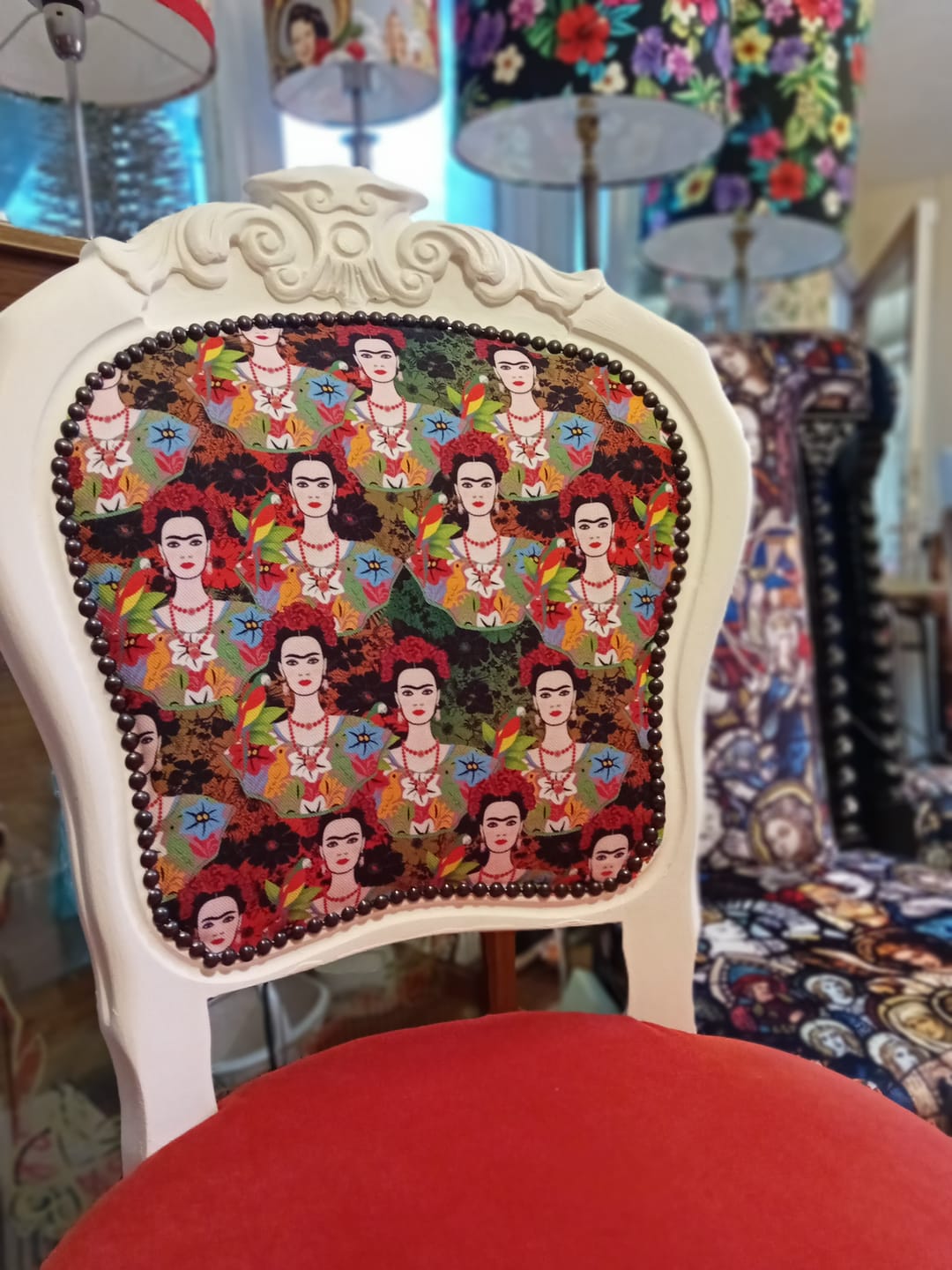 Customer photo review of Colorful Frida Kahlo Inspired Floral Print Fabric By Metre