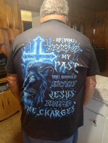 Customer photo review of Jesus Dropped The Charges Lion Men's All Over Print Shirt - Yhln2207251
