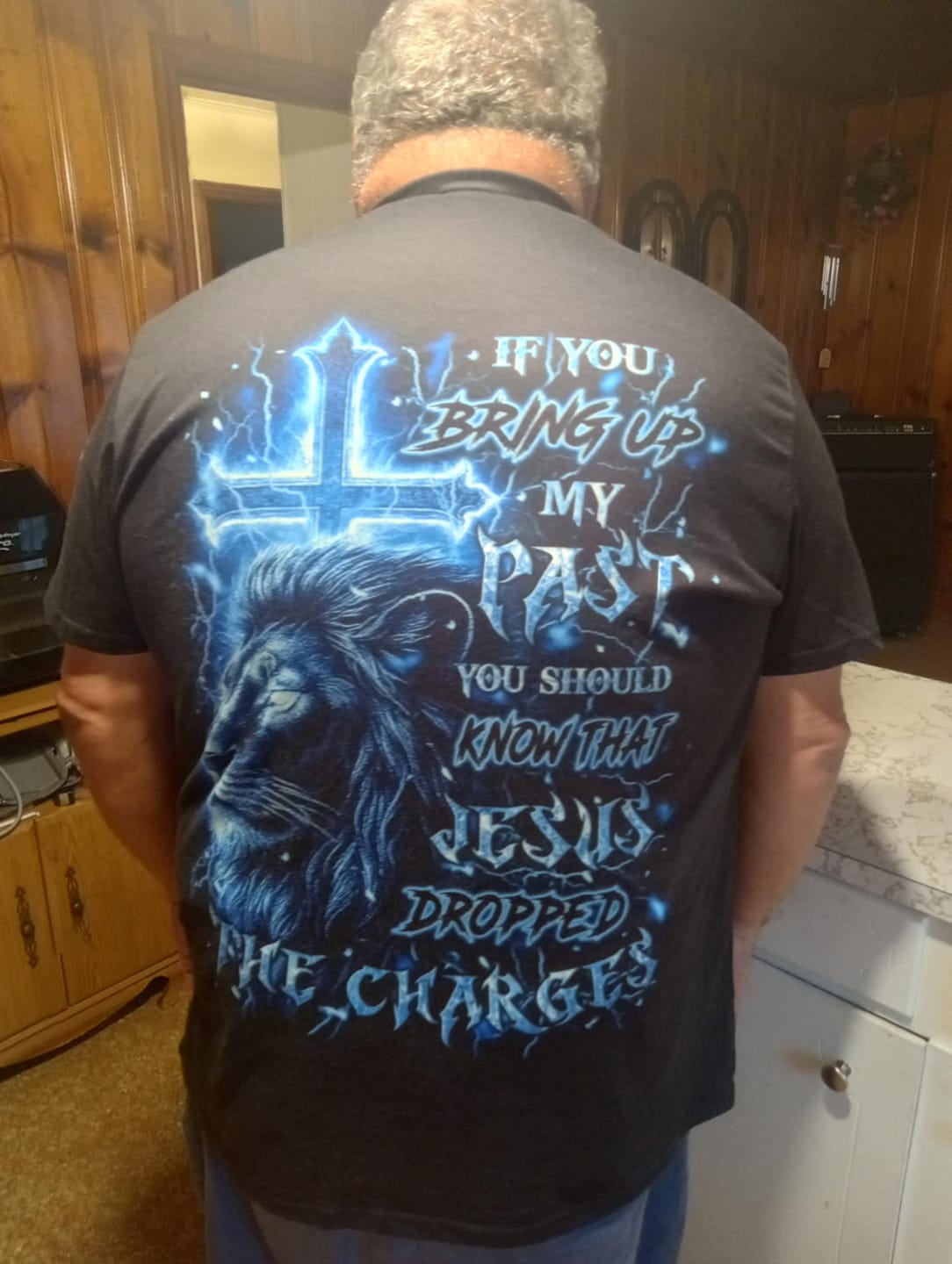 Customer photo review of Jesus Dropped The Charges Lion Men's All Over Print Shirt - Yhln2207251