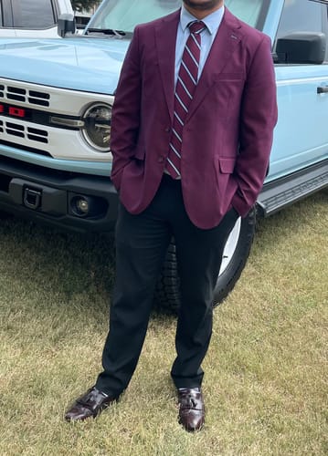 Customer photo review of Burgundy Tonal Dobby Sport Coat
