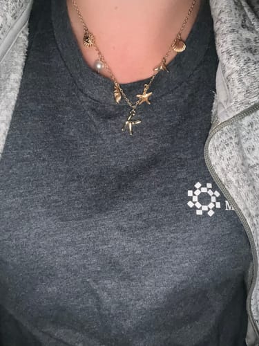 Customer photo review of GOLD OCEAN LETTER NECKLACE