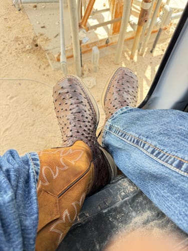 Customer photo review of Brown Ostrich Leather Boots With 3D Lightweight Sole - Composite Toe